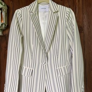 FRAME blue and white stripe blazer